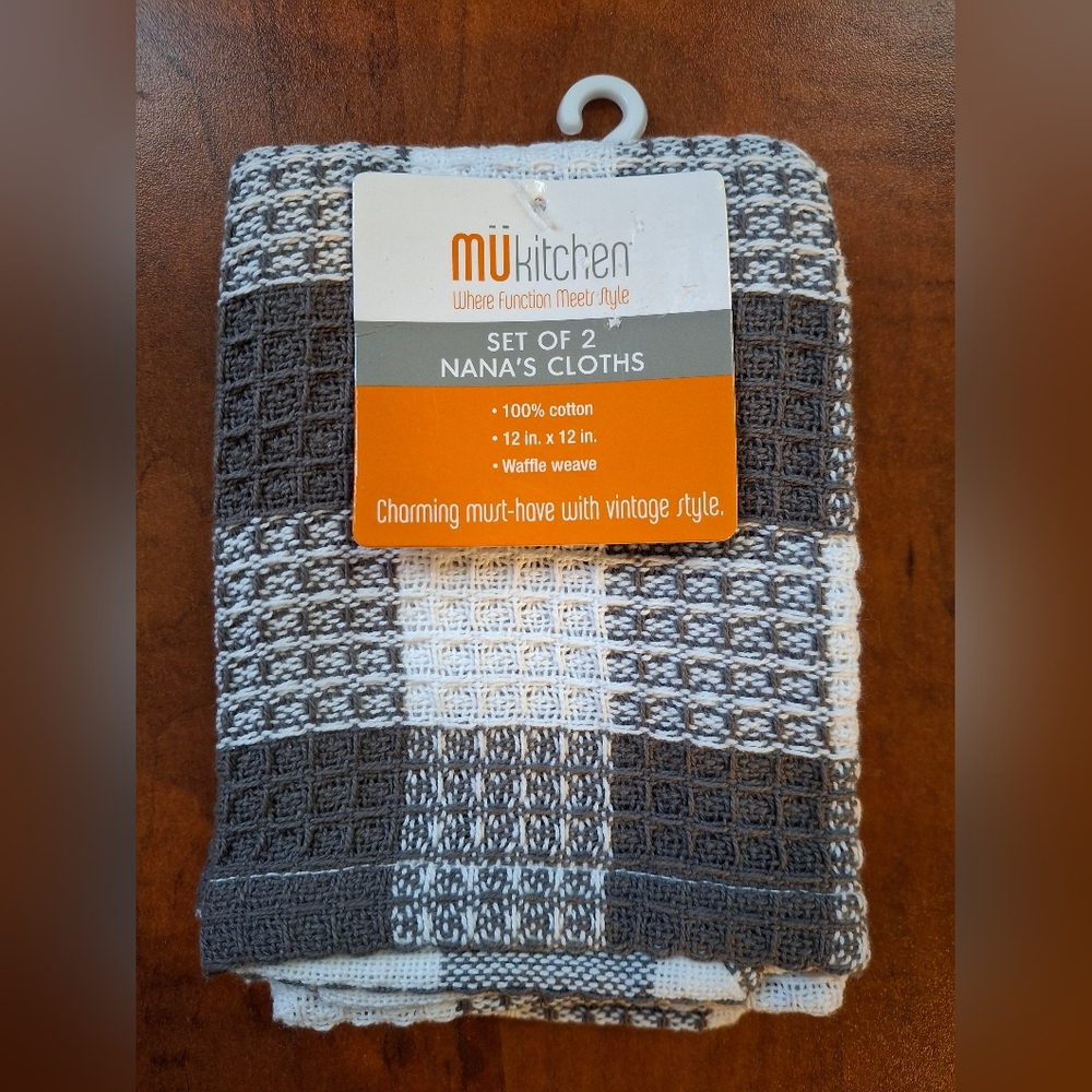 Mukitchen Nana's Cloths Set Of 2 Gray & White- 2 Available 5400-2018